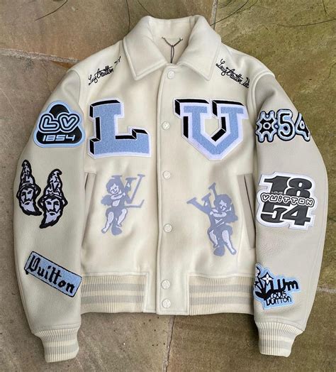lv varsity jacket beige